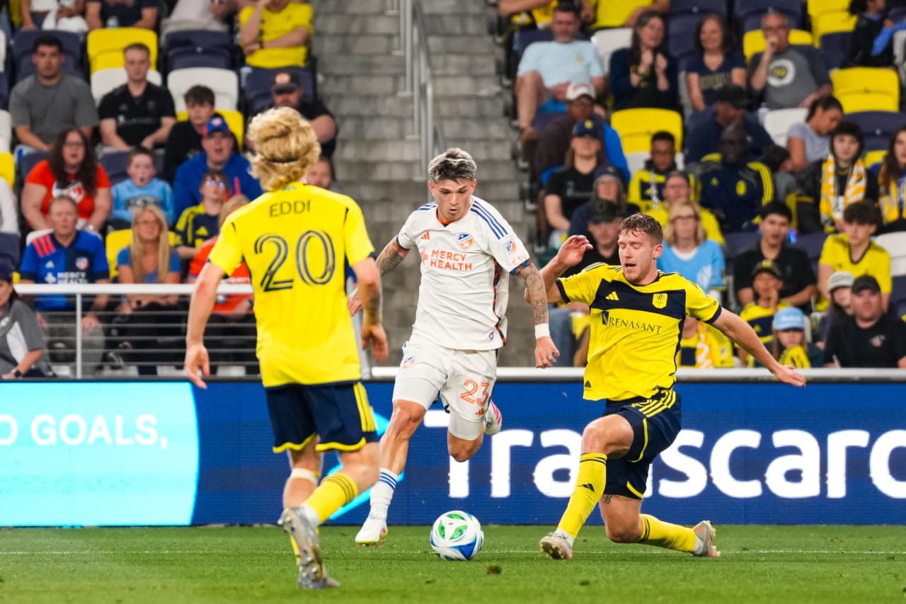 NASHVILLE, TENNESSEE - MARCH 29: Nashville SC against FC Cincinnati on March 29, 2025 at Geodis Park in Nashville, Tennessee.