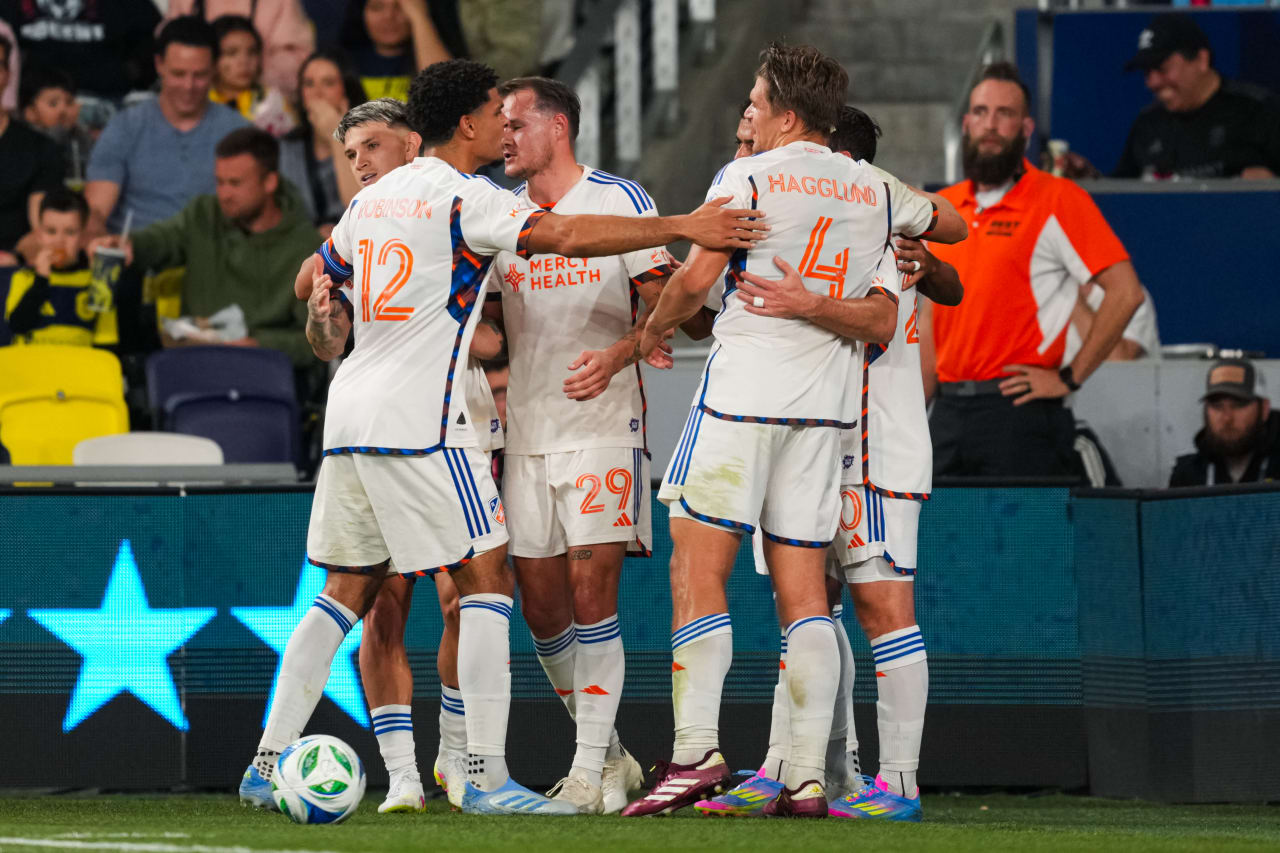 NASHVILLE, TENNESSEE - MARCH 29: Nashville SC against FC Cincinnati on March 29, 2025 at Geodis Park in Nashville, Tennessee.