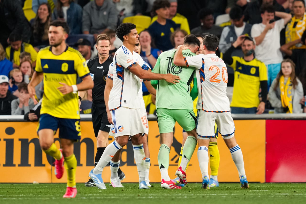 NASHVILLE, TENNESSEE - MARCH 29: Nashville SC against FC Cincinnati on March 29, 2025 at Geodis Park in Nashville, Tennessee.