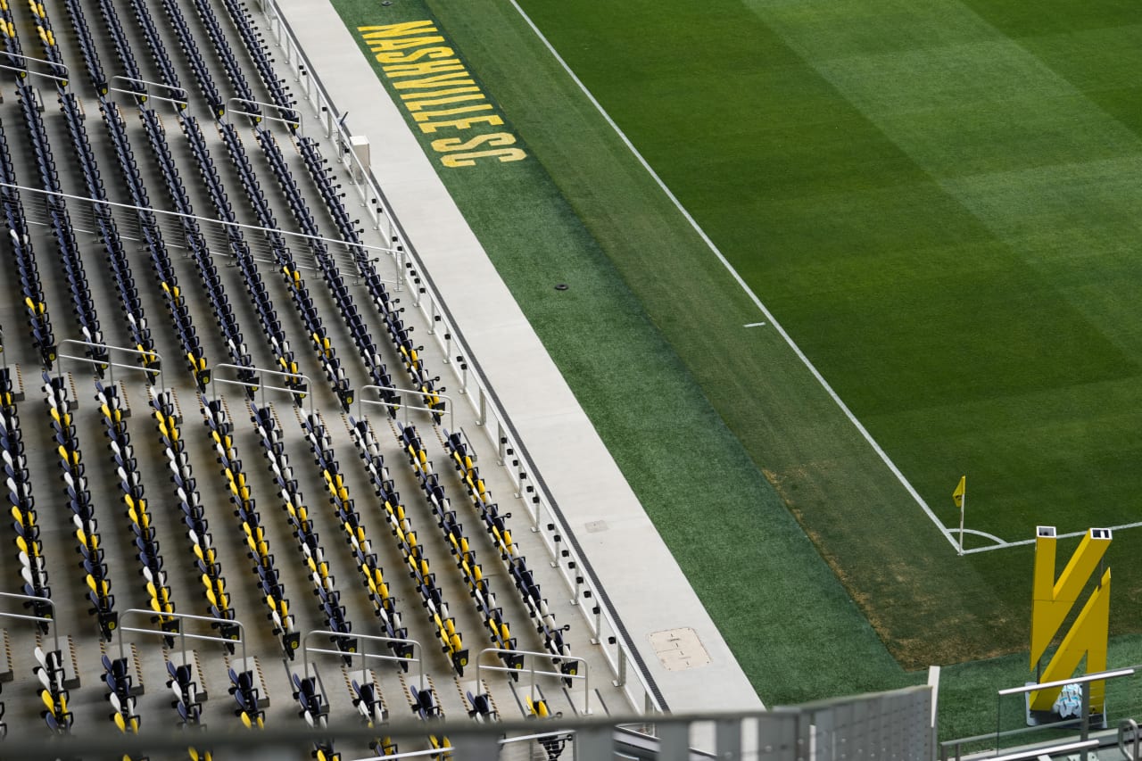 NASHVILLE, TENNESSEE - MARCH 29: Nashville SC against FC Cincinnati on March 29, 2025 at Geodis Park in Nashville, Tennessee.